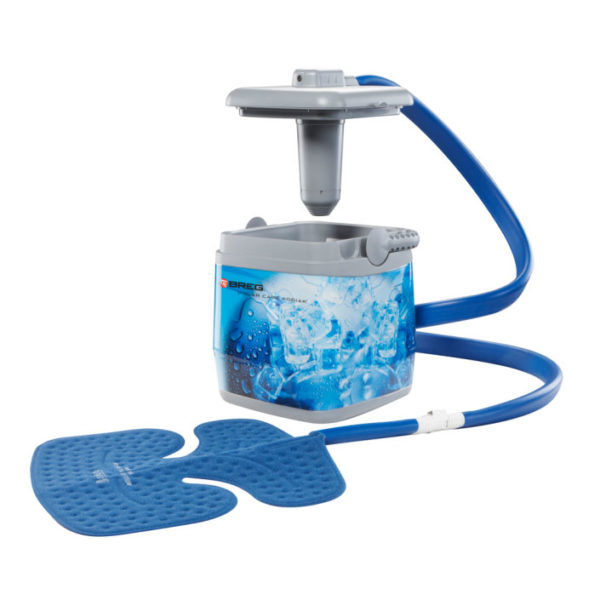 Polar care cooling unit with pad attached and lid raised